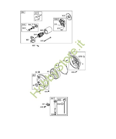 H - Dispositivo di avviamento elettrico, ingranaggio riduttore, olio B&S - 12 €¦ 126492-0165-E1 brand Stihl